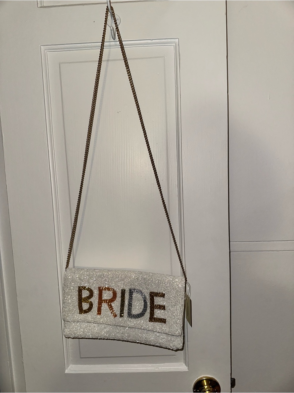 Francesca’s NWT Bride Beaded Clutch Shoulder Bag - White
